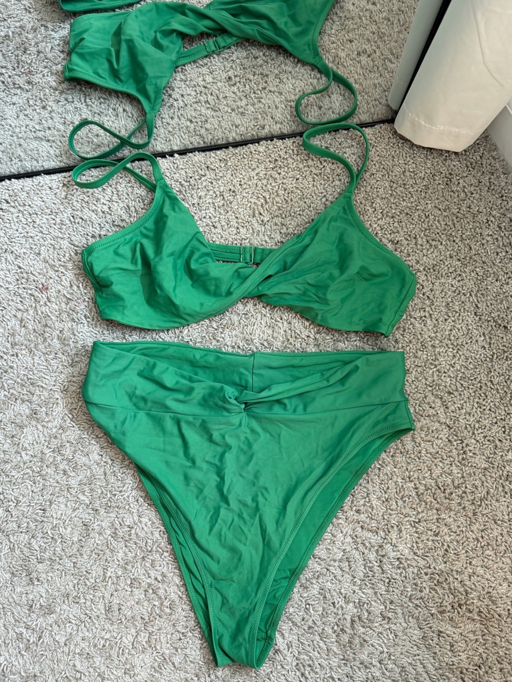 aerie Green Twist-Front High-Waist Bikini Set